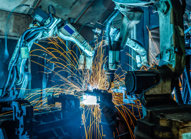 Robots welding in a car factor - Photo, Image