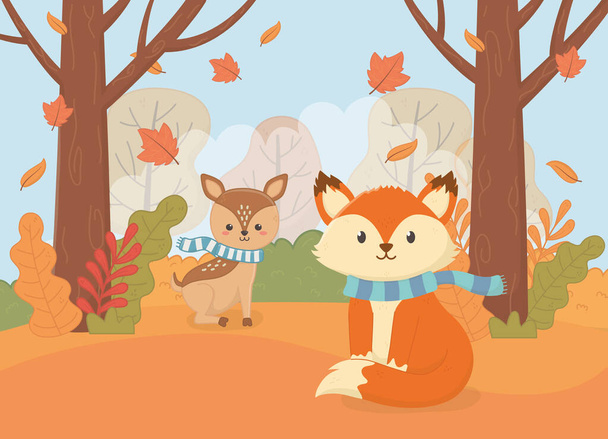 joli feuillage animal bonjour automne - Vecteur, image