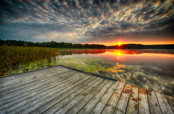 Beautiful summer sunrise over lake - Photo, Image