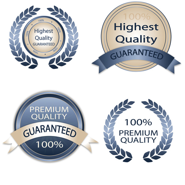 White and blue Premium Quality Labels - Vektor, obrázek