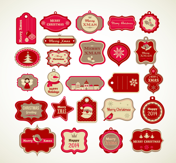 Xmas set - labels, tags and decorative elements - Vector, Image