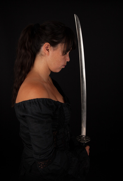 kılıcı tutan Asyalı kadın - Fotoğraf, Görsel