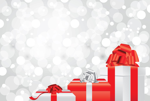 witte Kerstmis achtergrond met giften en geschenken - Vector, afbeelding