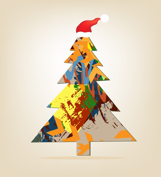 Weihnachtsbaum mit Mütze. - Vektor, Bild