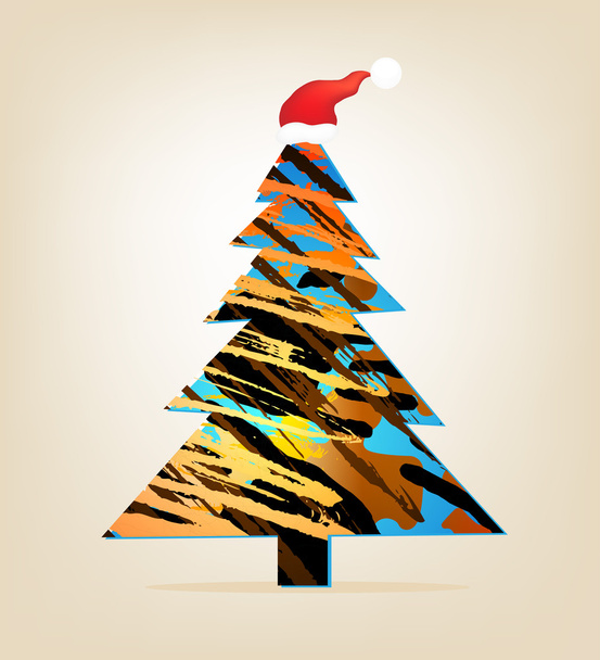 Christmas tree wearing a cap. - Vector, Image