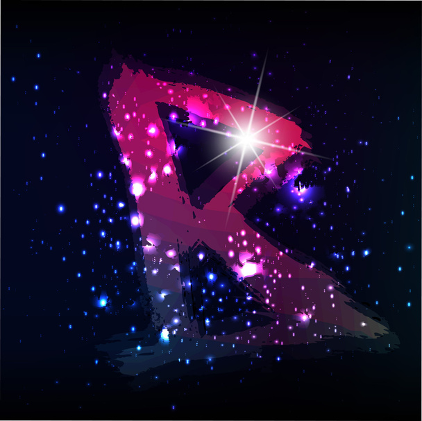 Starscape. Neon letter B - Вектор, зображення