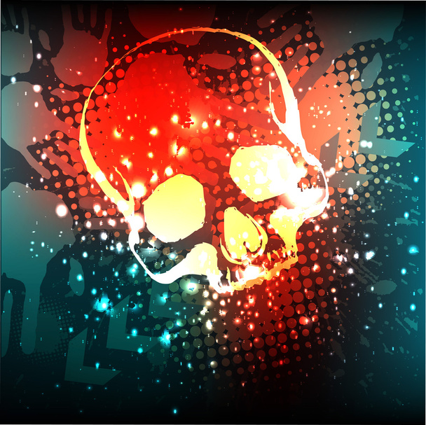 Vector grunge skull poster - Vektor, kép