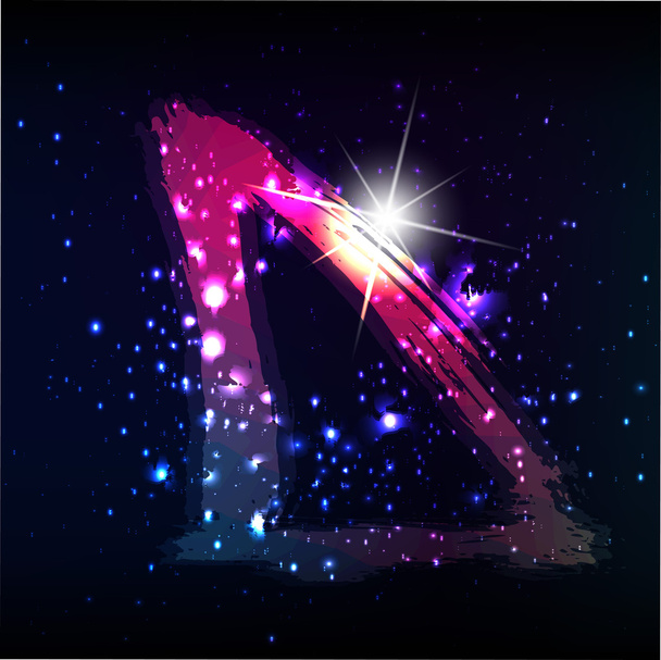 Starscape. Neon letter D - Вектор, зображення