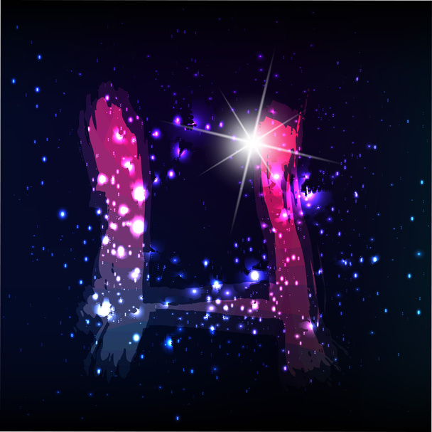 Starscape. Neon letter H - Vecteur, image