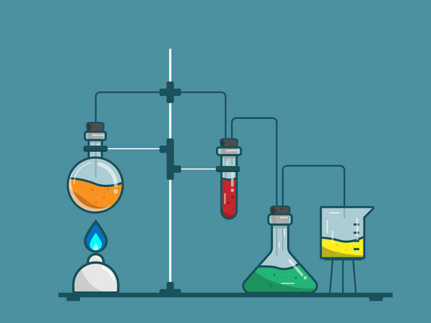 chemische Laborausrüstung zur Prüfung von Wissenschaft und Bildung - Vektor, Bild