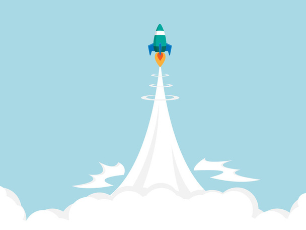 raket lancering business startup concept - Vector, afbeelding