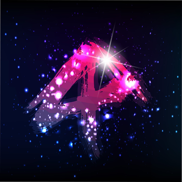 Starscape. Neon letter - Vektor, kép