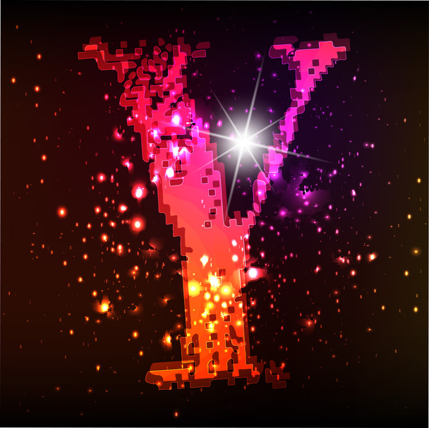 Glowing neon font. Shiny letter Y - ベクター画像