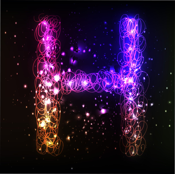Glowing neon font. Shiny letter H - Vector, Imagen