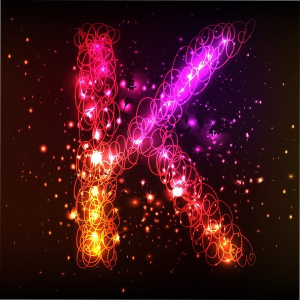 Neon Light Alphabets. Letter K - Vektor, kép