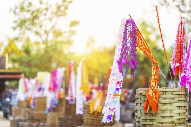 Prayer flags tung Hang with umbrella or Northern traditional fla - Φωτογραφία, εικόνα
