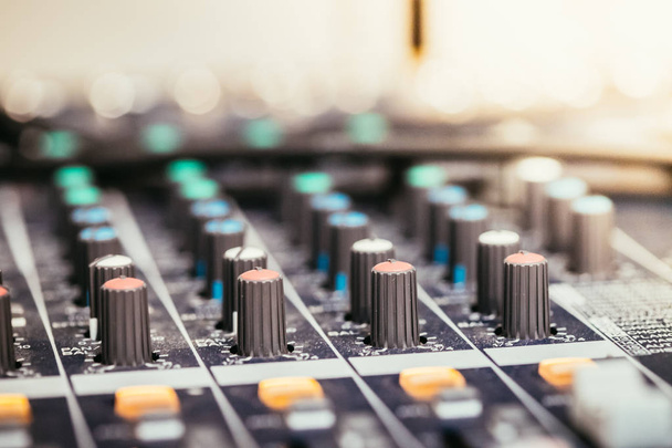 Close up of a professional recording mixer desk - Foto, imagen