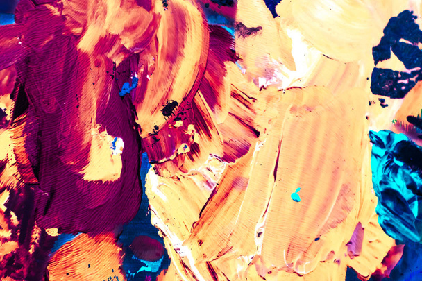 Soyut akrilik boya darbeleri, sanat fırçası düz arkaplan - Fotoğraf, Görsel