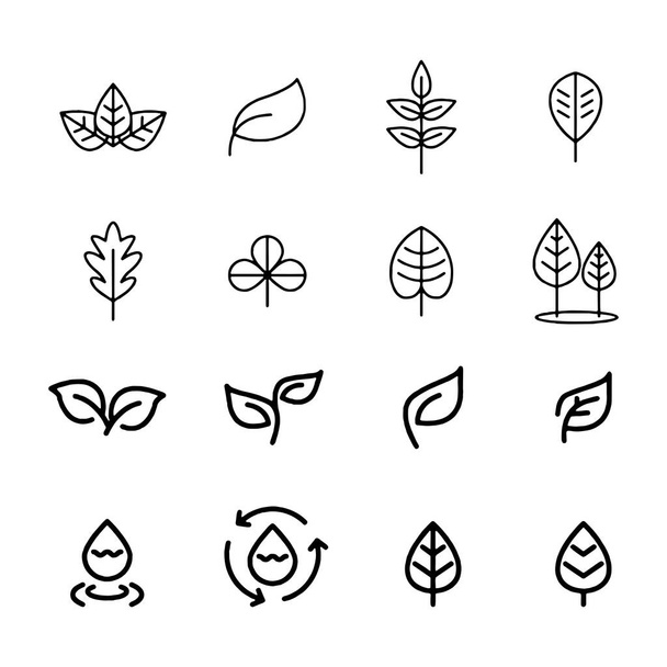 leaf icon set white background Leaves icon vector set isolated - Vector, Image