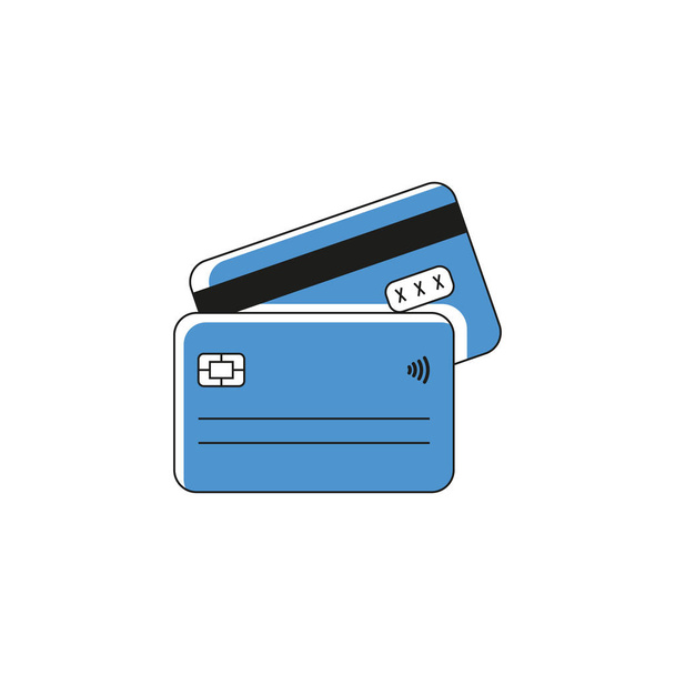 ícone de cartão de crédito bancário em plano, vetor
 - Vetor, Imagem