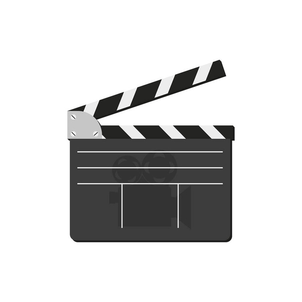 cinemas clapper in flat on white background - Vector, Image
