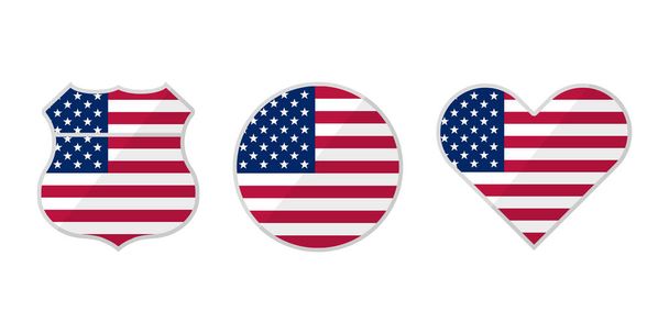 set usa flag different shapes in flat style, vector - Vector, Image