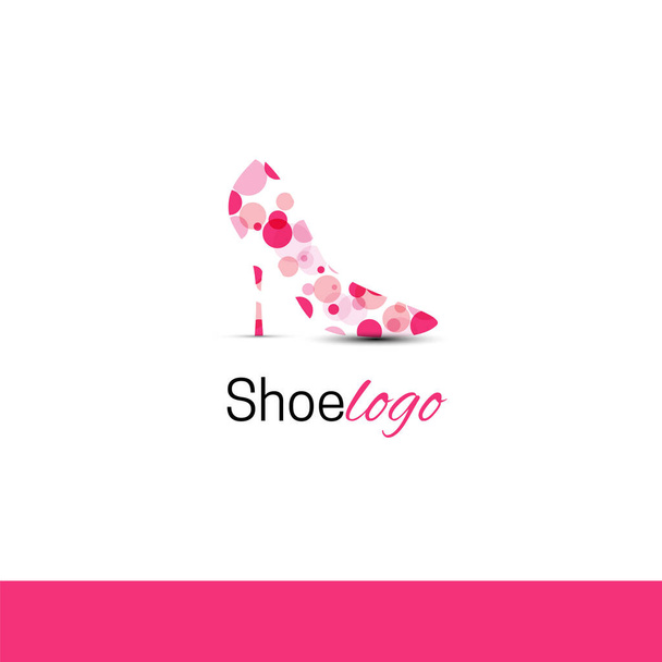 Bota na vysokém podpatku s růžovými skvrnami. Ženská bota. Šablona návrhu loga vektoru. Moderní design - Vektor, obrázek