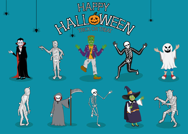 colección conjunto de traje de monstruo de Halloween
 - Vector, imagen
