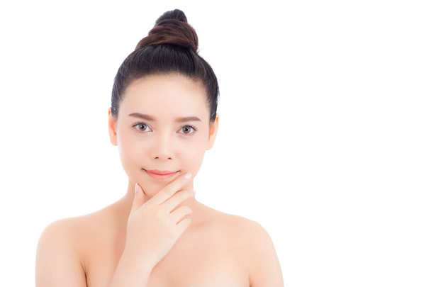 Портрет красивой женщины азиатского макияжа косметической, женской руки
  - Фото, изображение