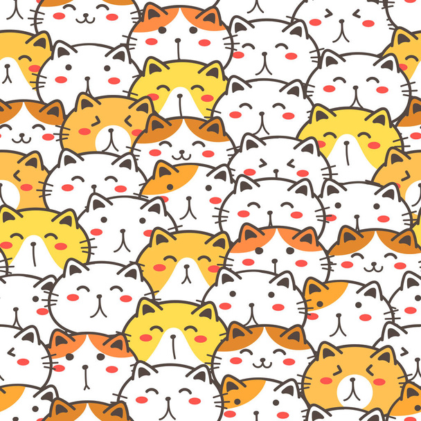 Cute cat seamless pattern background. Vector illustration. - Vetor, Imagem