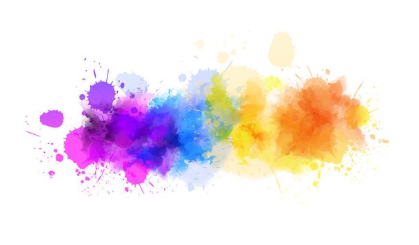 Többszínű fröccsenő akvarell foltvonal - Vektor, kép
