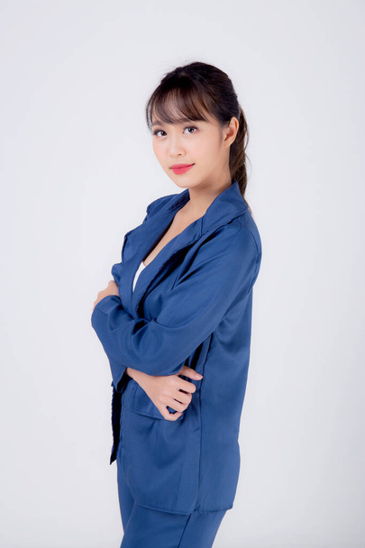 beautiful portrait young business asian woman standing with conf - 写真・画像