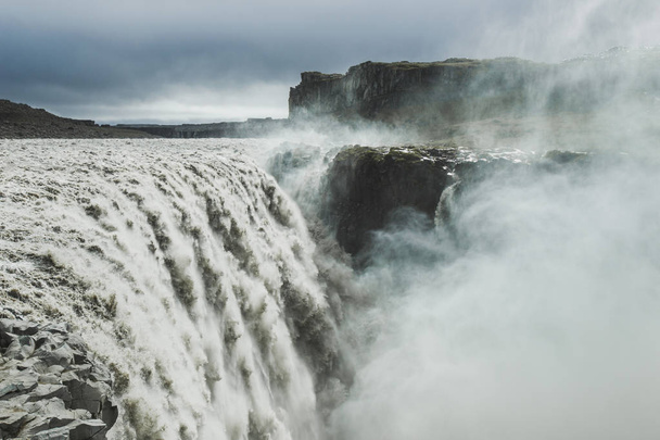 Dettifoss vízesés Izlandon. A legerősebb vízesés E - Fotó, kép