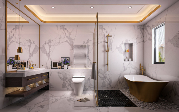 3d renderizado de moderno bathrom
 - Foto, imagen