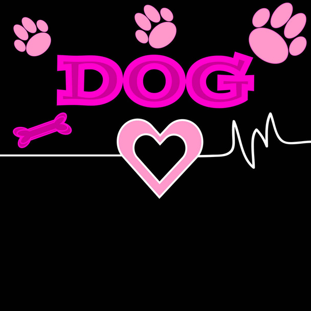 Χρώμα σκύλου φόντο με την καρδιά και το κείμενο - Διάνυσμα, εικόνα