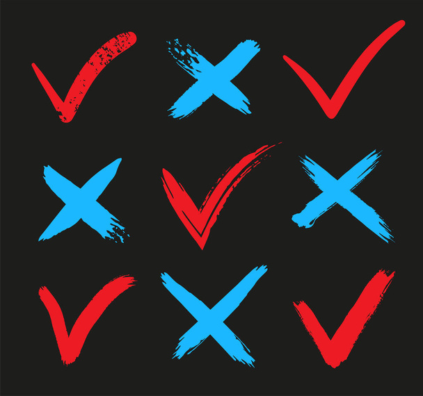 Check mark OK and X icons. YES or NO accept and decline symbol. - Vector, Image