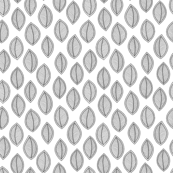 Seamless doodle  leaves pattern for coloring book.  - Διάνυσμα, εικόνα
