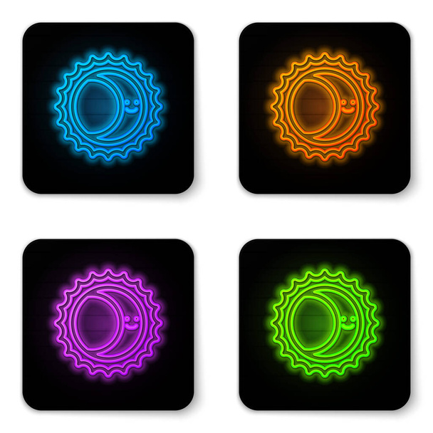 Glowing neon Eclipse of the sun icon isolated on white background. Total sonar eclipse. Black square button. Vector Illustration - Vektor, obrázek