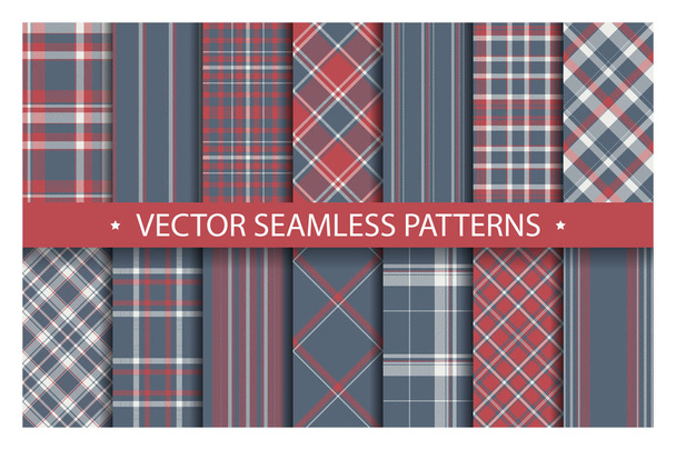 Tartan set pattern seamless plaid vector. Geometric background f - Vector, Image