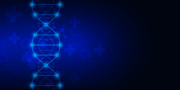 DNA strand and molecular structure. Genetic engineering or laboratory research. Background texture for medical or scientific and technological design. - Photo, Image
