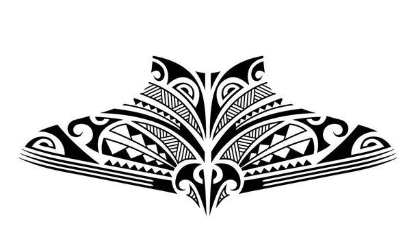 Esbozo de tatuaje maorí. Tatuaje de estilo étnico tribal para cuello, espalda, pecho
. - Vector, Imagen