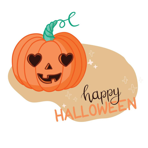 Cartoon halloween pumpkin wearing witch hat isolated - Вектор,изображение