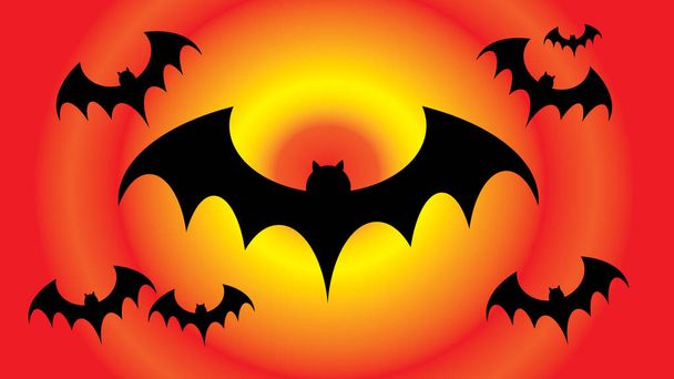 Flying bblack bat silhouettes, halloween decoration - Photo, Image