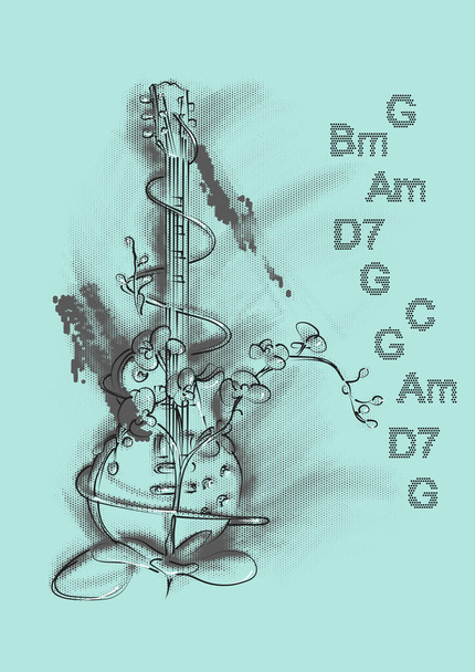 μουσικό υπόβαθρο με κιθάρα - Διάνυσμα, εικόνα