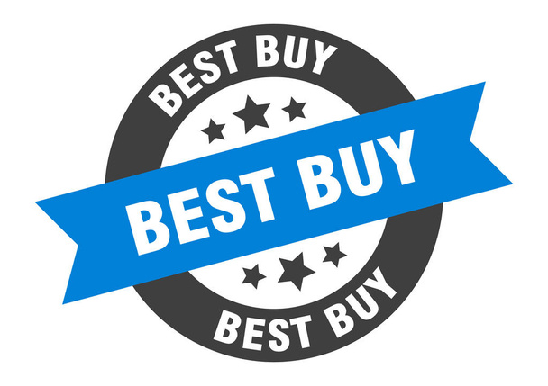best buy sign. best buy blue-black round ribbon sticker - Vektor, Bild