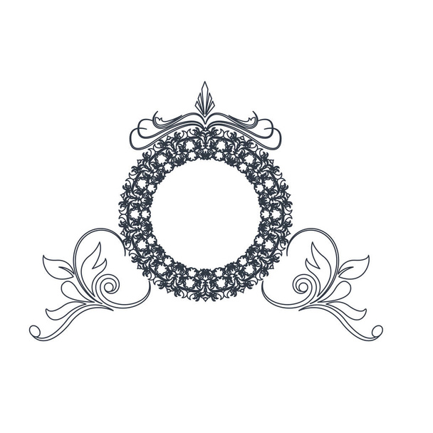 round decorative frame flourish calligraphy monochrome - Вектор,изображение