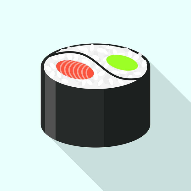 Yin yang sushi icon, flat style - Vector, Image