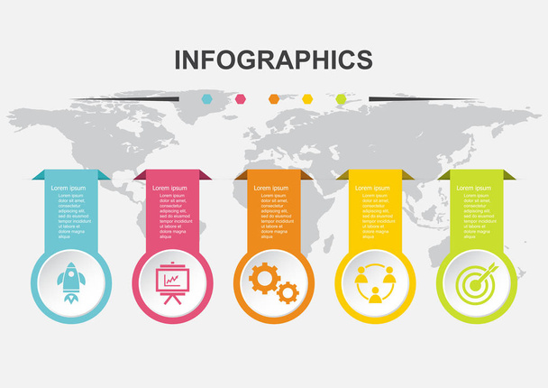 infografische Design-Vorlage mit Etikettenanhängern - Vektor, Bild
