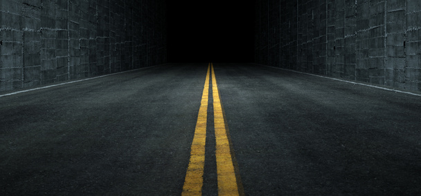 Sci Fi Futuristische asfalttunnelcorridor Garage Cement Road Dou - Foto, afbeelding