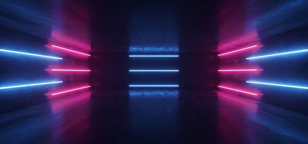 Sci Fi Futuristic Neon Glowing Purple Blue Laser Lines Reflectiv - Valokuva, kuva